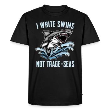 J’écris Swims Not Trage-seas pour les amoureux des requins - T-shirt Premium bio Homme - noir - Devant - Nico (187cm)