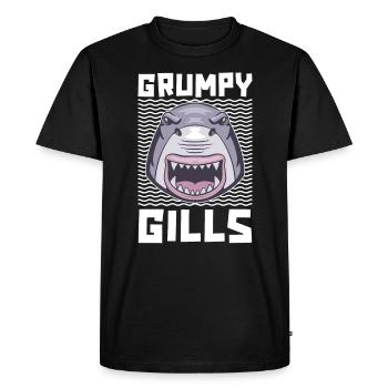Des branchies grincheuses pour les amoureux des requins et les biologistes marins - T-shirt Premium bio Homme - noir - Devant - Nico (187cm)