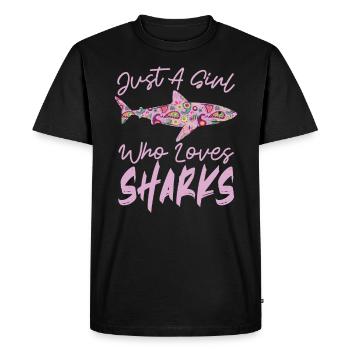 Juste une fille qui aime les requins pour les amoureux des requins - T-shirt Premium bio Homme - noir - Devant - Nico (187cm)