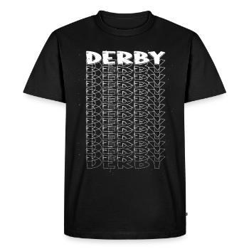 Derby England UK City Font Skyline Home - Men's Premium Organic T-Shirt - black - Front - Nico (187cm)