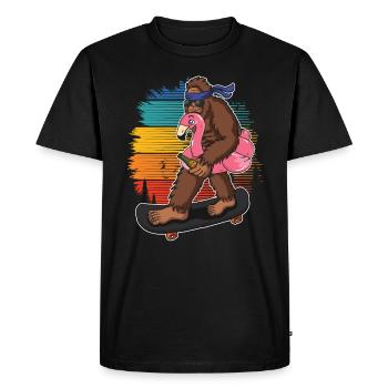 Flamingo Squatch Skateboard Amateurs de flamants roses - T-shirt Premium bio Homme - noir - Devant - Nico (187cm)