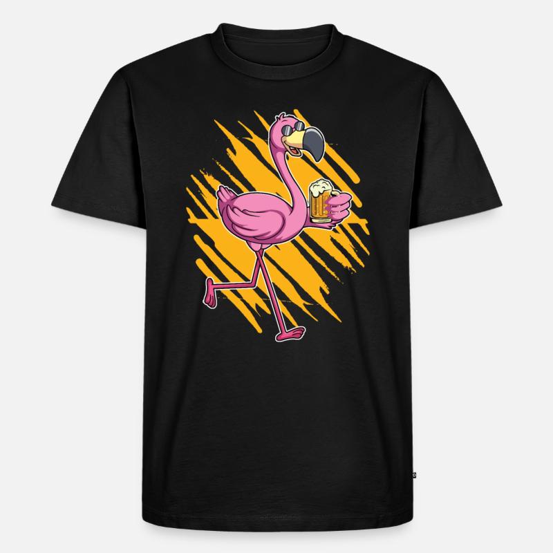 Flamingo-biertrinker - Männer Premium Bio T-Shirt - Schwarz