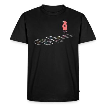 Flamants roses-houblon-flamants roses-amoureux-oiseaux-amoureux - T-shirt Premium bio Homme - noir - Devant - Nico (187cm)