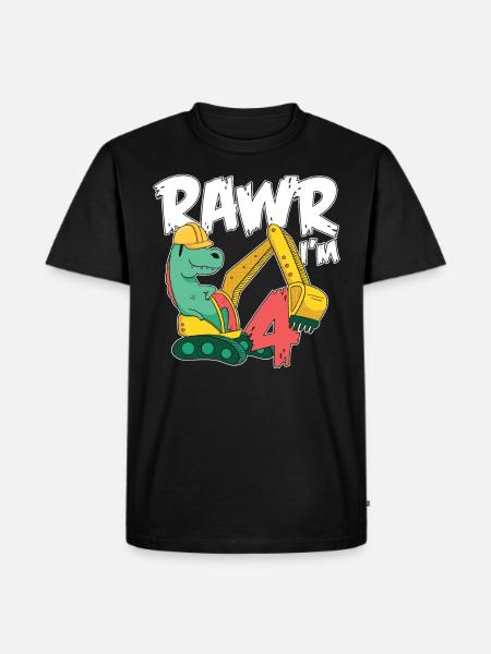 Rawr I'm 4 For Bagger Motto-geburtstagsfeier - Männer Premium Bio T-Shirt - Schwarz