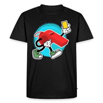 Sifflet de l’arbitre avec carton jaune Shiri - T-shirt Premium bio Homme - noir - Devant - Nico (187cm)