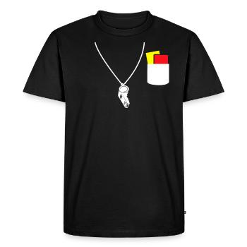 L’arbitre siffle un carton jaune carton rouge - T-shirt Premium bio Homme - noir - Devant - Nico (187cm)