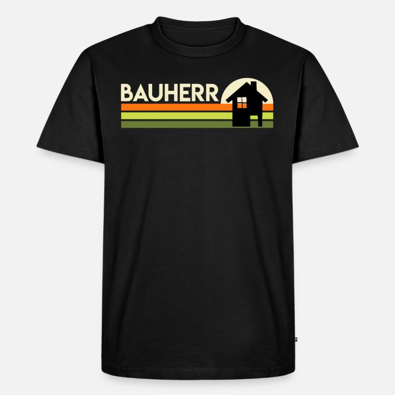 Bauherr Eigenheim Richtfest - Männer Premium Bio T-Shirt - Schwarz