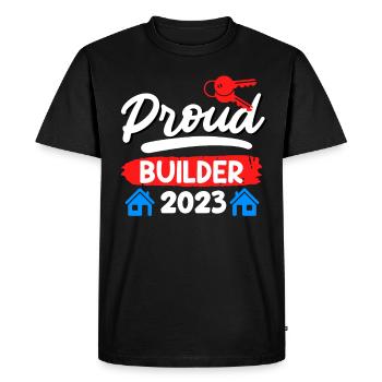 Proud client 2023 Topping-out ceremony for owner-occupied homes - Men's Premium Organic T-Shirt - black - Front - Nico (187cm)