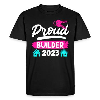 Proud client 2023 Topping-out ceremony for owner-occupied homes - Men's Premium Organic T-Shirt - black - Front - Nico (187cm)
