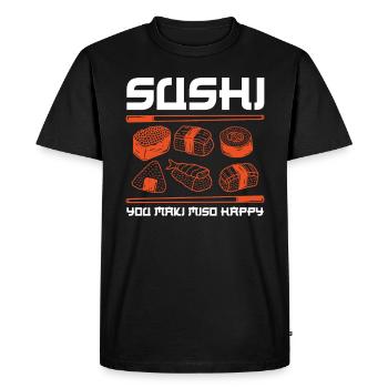 Sushi You Maki Miso Happy Sushi Japan Culture - Men's Premium Organic T-Shirt - black - Front - Nico (187cm)