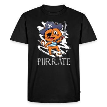 Purrate Pirate Costume Chat Amoureux Mignon - T-shirt Premium bio Homme - noir - Devant - Nico (187cm)