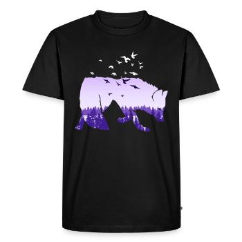 Fox Silhouette Fox Hunting Hunter Hunting Nature Autumn - Men's Premium Organic T-Shirt - black - Front - Nico (187cm)