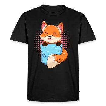 Renard dans la poitrine Pocket Shirt Pocket Fake Breast Pocket - T-shirt Premium bio Homme - noir - Devant - Nico (187cm)