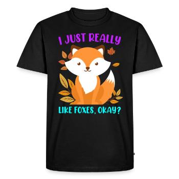 I really like foxes fox children - Men's Premium Organic T-Shirt - black - Front - Nico (187cm)