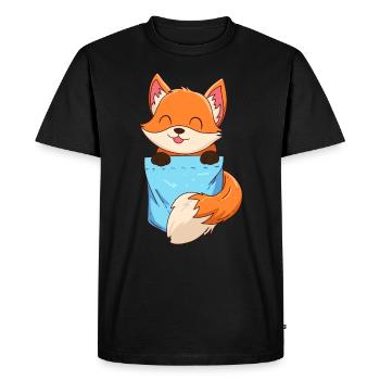 Renard dans la poitrine Pocket Shirt Pocket Fake Breast Pocket - T-shirt Premium bio Homme - noir - Devant - Nico (187cm)