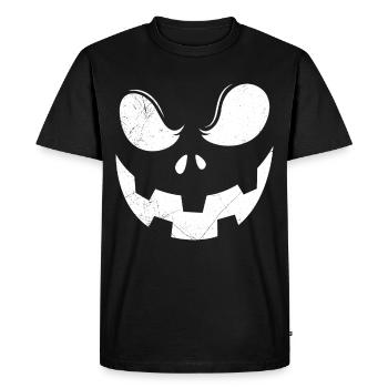 Pumpkin Face Halloween - Men's Premium Organic T-Shirt - black - Front - Nico (187cm)