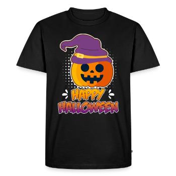 Halloween Pumpkin Happy Halloween - Men's Premium Organic T-Shirt - black - Front - Nico (187cm)