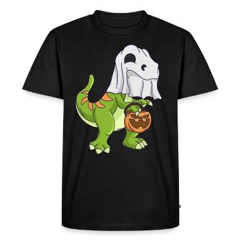 Dinosaur Halloween Ghost - Men's Premium Organic T-Shirt - black - Front - Nico (187cm)