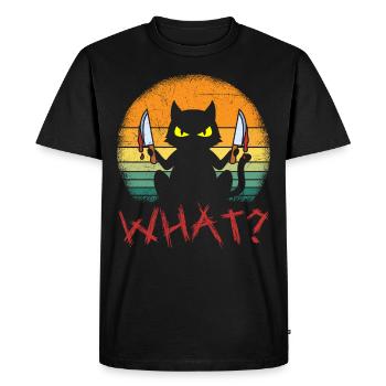 Serial Killer Halloween Cat - Men's Premium Organic T-Shirt - black - Front - Nico (187cm)