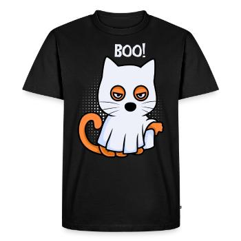 Boo Ghost Chat d’Halloween - T-shirt Premium bio Homme - noir - Devant - Nico (187cm)