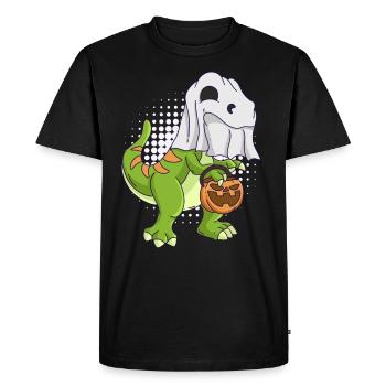 Dinosaur Halloween Ghost - Men's Premium Organic T-Shirt - black - Front - Nico (187cm)