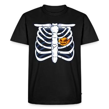 Pumpkin Skeleton Halloween - Men's Premium Organic T-Shirt - black - Front - Nico (187cm)