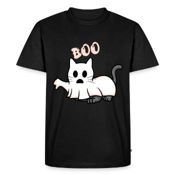 Boo Ghost Chat d’Halloween - T-shirt Premium bio Homme - noir - Devant - Nico (187cm)