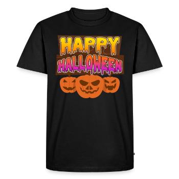 Halloween Pumpkin Happy Halloween - Men's Premium Organic T-Shirt - black - Front - Nico (187cm)