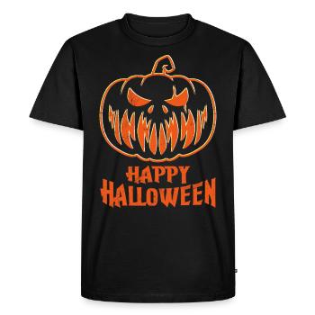 Pumpkin Mask Halloween - Men's Premium Organic T-Shirt - black - Front - Nico (187cm)