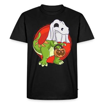 Dinosaur Halloween Ghost - Men's Premium Organic T-Shirt - black - Front - Nico (187cm)