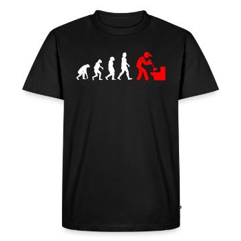 Plombier Evolution Mécanicien d’usine - T-shirt Premium bio Homme - noir - Devant - Nico (187cm)