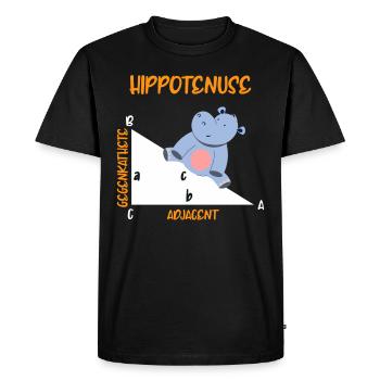 Mathématicien Hippotenuse Hippo Triangle - T-shirt Premium bio Homme - noir - Devant - Nico (187cm)