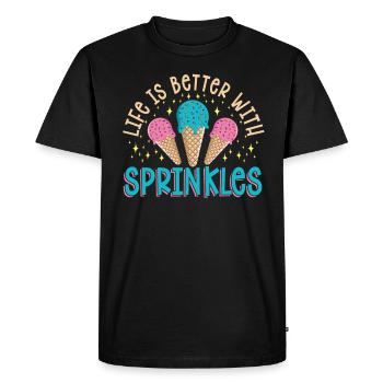 Life Is Better With Sprinkles Ice Cream Lover - Men's Premium Organic T-Shirt - black - Front - Nico (187cm)