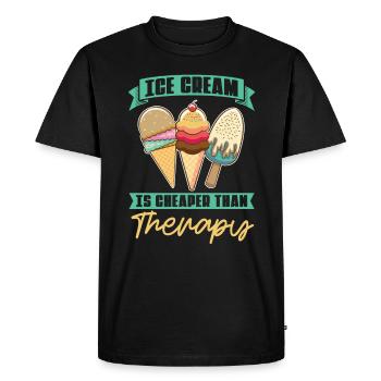 Crème glacée au lieu de thérapie Amateurs de crème glacée - T-shirt Premium bio Homme - noir - Devant - Nico (187cm)