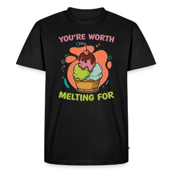 Cela vaut la peine de fondre pour la crème glacée amateur de crème glacée - T-shirt Premium bio Homme - noir - Devant - Nico (187cm)