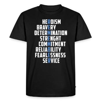 Heroism Bravery Determination Service Police - Men's Premium Organic T-Shirt - black - Front - Nico (187cm)