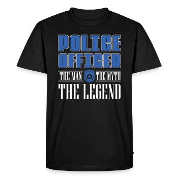 Policeman The Man The Myth Legend Cops - Men's Premium Organic T-Shirt - black - Front - Nico (187cm)