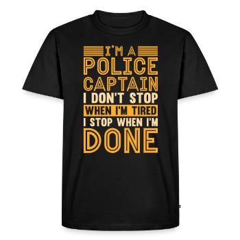 Je suis capitaine de police, je ne m’arrête pas, - T-shirt Premium bio Homme - noir - Devant - Nico (187cm)