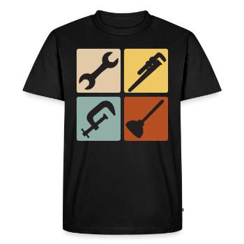 Tinsmith Plumber Plant Mechanic Vintage - Men's Premium Organic T-Shirt - black - Front - Nico (187cm)
