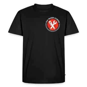 Plombier disant gaz eau merde - T-shirt Premium bio Homme - noir - Devant - Nico (187cm)