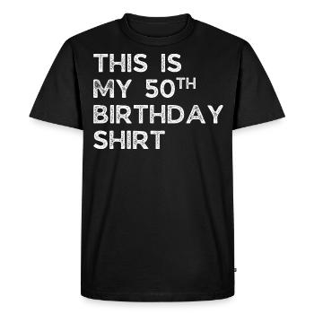 C’EST MA CHEMISE DE 50E ANNIVERSAIRE. 50E ANNIVERSAIRE - T-shirt Premium bio Homme - noir - Devant - Nico (187cm)