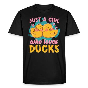 Juste une fille qui aime les canards, les amoureux des canards, - T-shirt Premium bio Homme - noir - Devant - Nico (187cm)