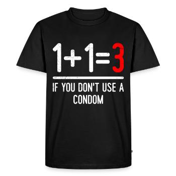 Math 1 +1 = 3si vous n’utilisez pas de préservatif - T-shirt Premium bio Homme - noir - Devant - Nico (187cm)