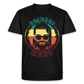 Papa | Schnauzer | | de hanche Moustache | Barbe de 3 jours - T-shirt Premium bio Homme - noir - Devant - Nico (187cm)