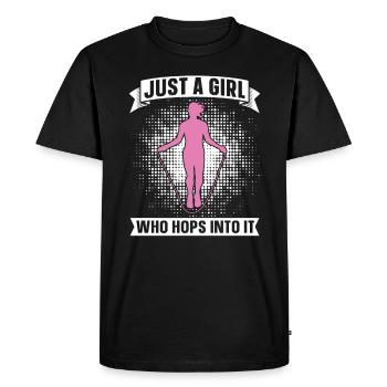 Juste une fille qui saute en sautant à la corde - T-shirt Premium bio Homme - noir - Devant - Nico (187cm)