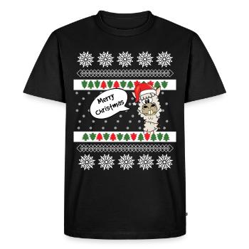 Pull de Noël Alpaga Norwegian Pattern - T-shirt Premium bio Homme - noir - Devant - Nico (187cm)