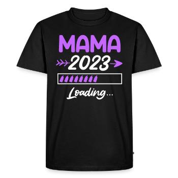 Maman 2023 enceinte d’une fille Maman - T-shirt Premium bio Homme - noir - Devant - Nico (187cm)