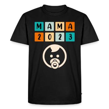 Maman 2023 Fille enceinte Garçon Maman - T-shirt Premium bio Homme - noir - Devant - Nico (187cm)