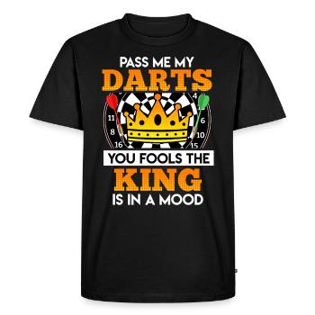 Donnez-moi les fléchettes leurs imbéciles le roi - T-shirt Premium bio Homme - noir - Devant - Nico (187cm)