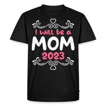Maman 2023 Je vais à Maman Fille Maman - T-shirt Premium bio Homme - noir - Devant - Nico (187cm)